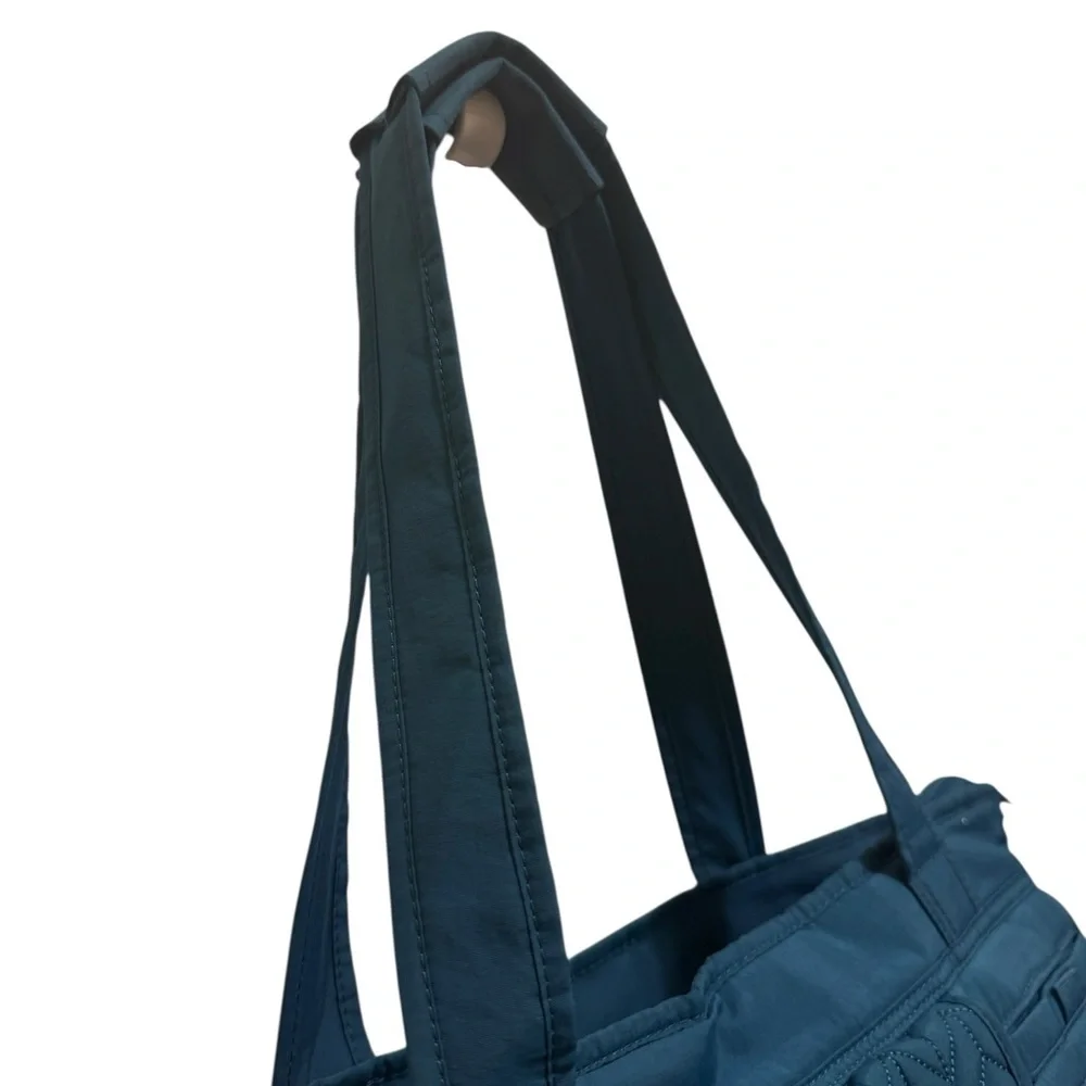 LUG teal / blue Streetcar Short Travel Diaper Purse Tote, Quilted Baby Bag_12